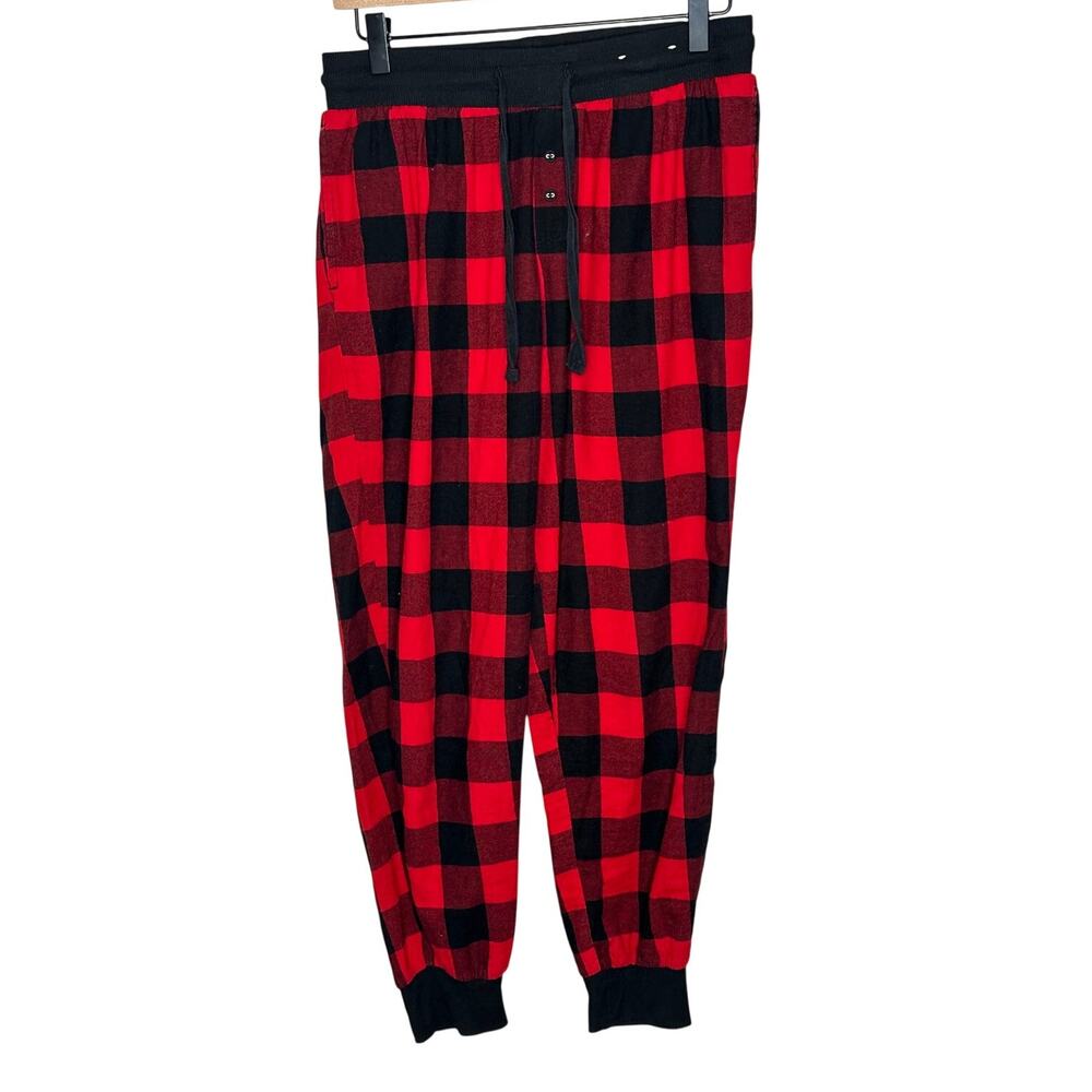 Stars Above Red Black Check Lounge Pants Elastic Waist Holidays Winter Comfy S